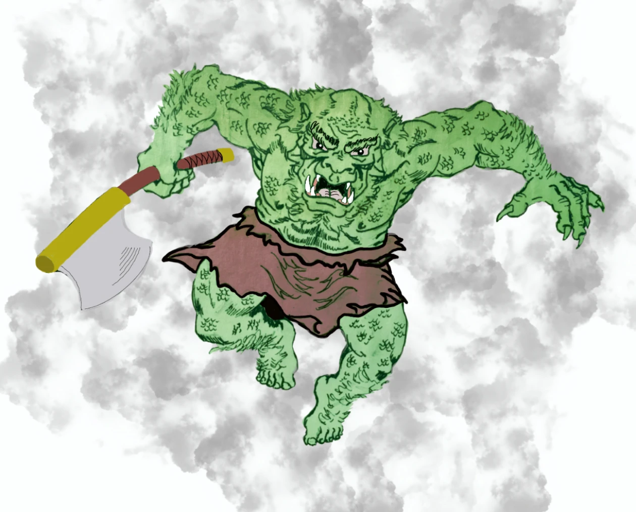 Aggressive orc in misty background