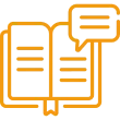 Book illustration with dialogue bubble